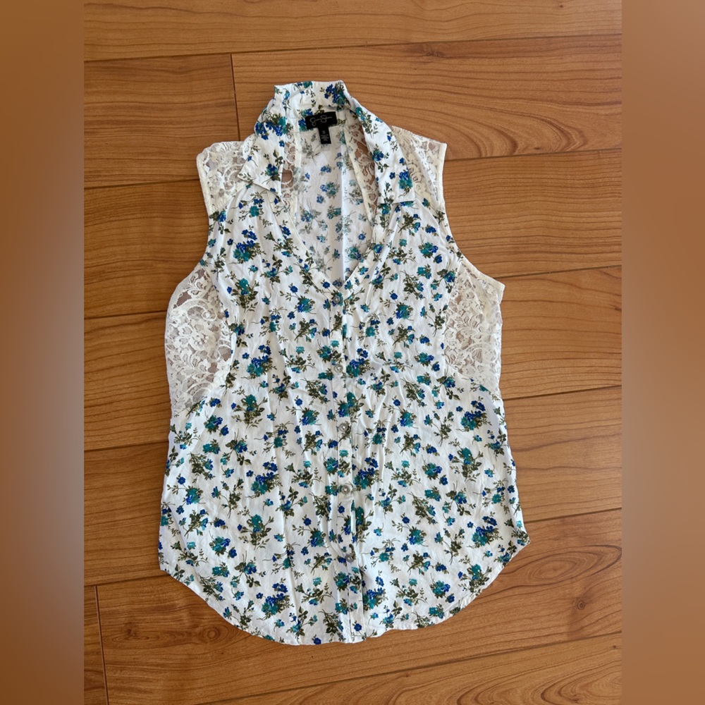 Jessica Simpson Blue Floral Tank